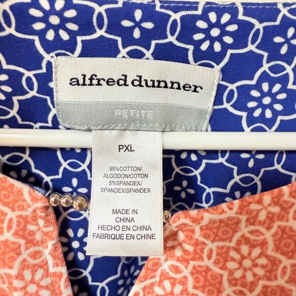 Alfred Dunner Womens Top Size PXL Fresh Start Chevron Floral Split Neck Summer - Picture 6 of 13